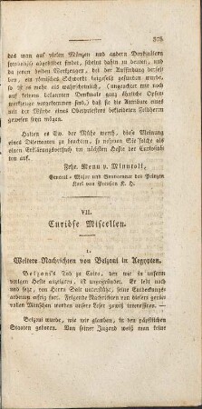 VII. Curiöse Miscellen