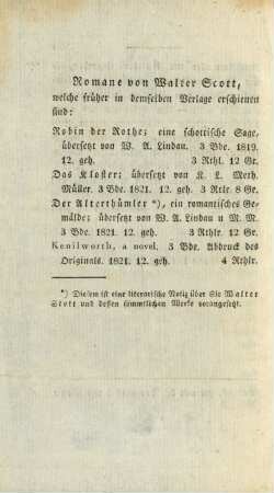 Romane von Walter Scott, welche früher in demselben Verlage erschienen sind