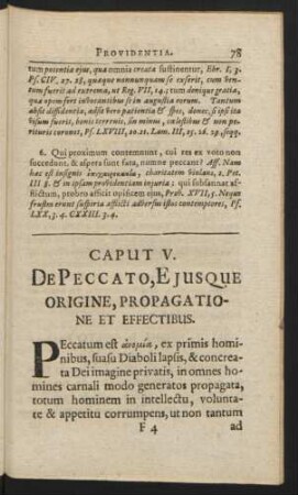 Caput V. De Peccato, Ejusque Origine, Propagatione et Effectibus