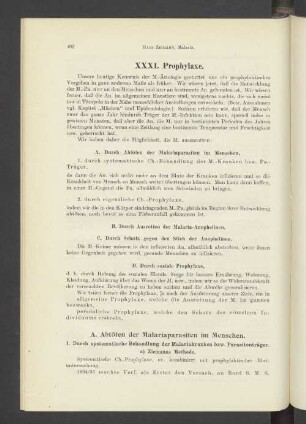 XXXI. Prophylaxe.