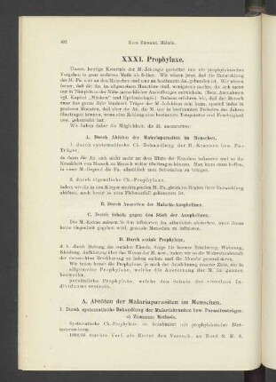 XXXI. Prophylaxe.