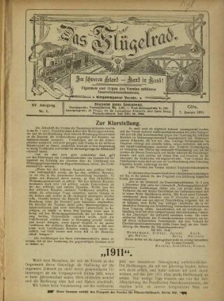 Das Flügelrad / 15. Jahrgang 1911