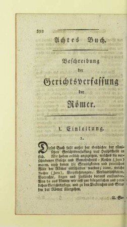 Achtes Buch. Beschreibung der Gerichtsverfassung der Römer