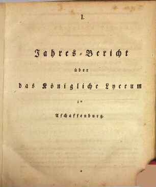 Jahresbericht über die Königlichen Studien-Anstalten zu Aschaffenburg im Unter-Mainkreise : für das Studienjahr ... 1818/19