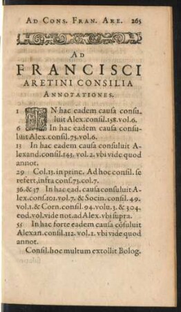 Ad Francisci Aretini Consilia Annotationes.