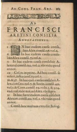 Ad Francisci Aretini Consilia Annotationes.
