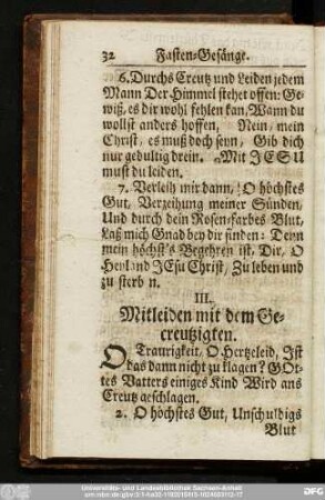 III. Mitleiden mit dem Gecreutzigten.