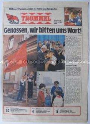 Sonderausgabe der Pionierzeitschrift "Trommel" zum XI. Parteitag der SED