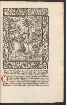 Pro Palmarum Et Olivarum Solennitate De Accessu Domini Iesu Ad Patiendum Tractatus Sive Sermo Qui Chorda Sexta
