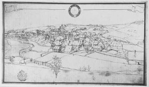 St. Katharinenberg am Buchholz (Stadtansicht von Annaberg-Buchholz ). Federzeichnung, um 1600