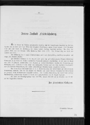 Irren-Anstalt Friedrichsberg.
