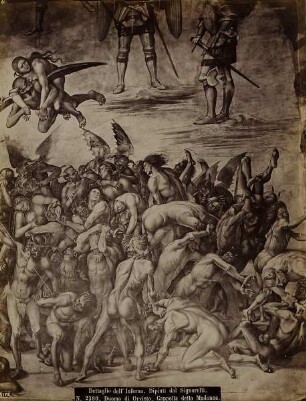2380. Duomo di Orvieto. Cappella della Madonna. Dettaglio dell`Inferno. Dipinti dal Signorelli