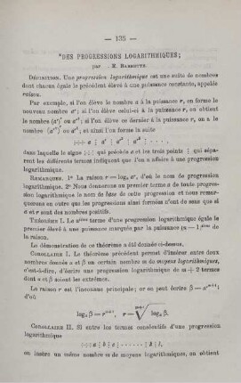 DES PROGRESSIONS LOGARITHMIQUES.