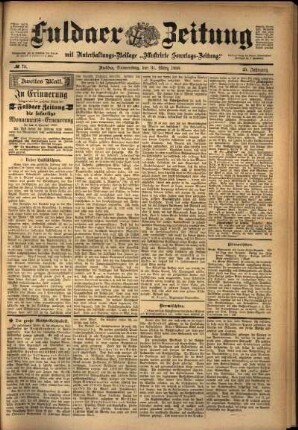 Zweite Ausgabe vom Donnerstag, den 31. März 1898.
