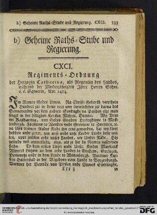 b) Geheime Raths-Stube und Regierung