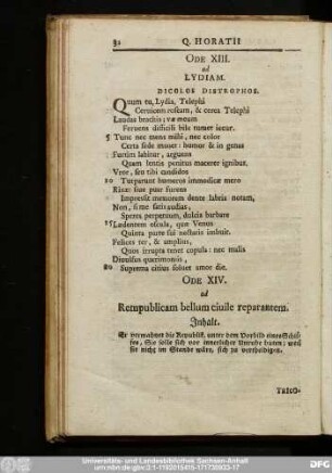 Ode XIII. ad Lydiam.