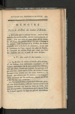 Mémoire sur la division du tendon d'Achille.
