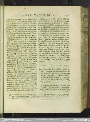 Institutio XLIII. De observandis diebus Festis