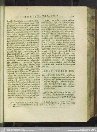 Institutio XLIII. De observandis diebus Festis