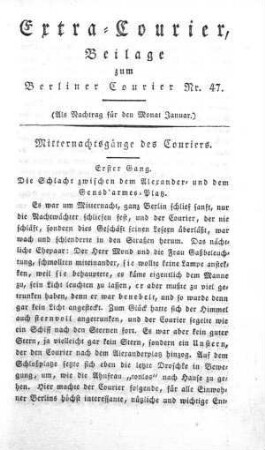 Extra-Courier, Beilage zum Berliner Courier Nr. 47