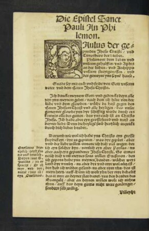 Die Epistel Sanct Pauli An Philemon.