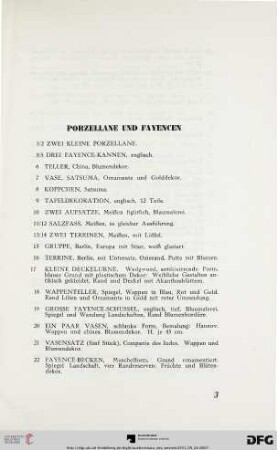 Porzellane und Fayencen (Nr. 1-50)