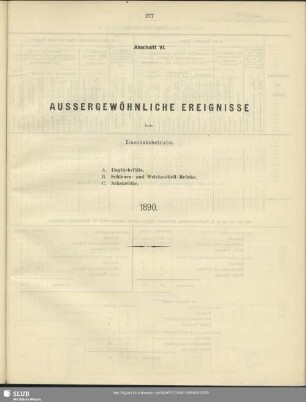 Abschnitt VI. Aussergewöhnliche Ereignisse beim Eisenbahnbetriebe