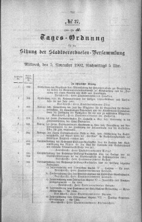 Tages-Ordnung, 05. November 1902