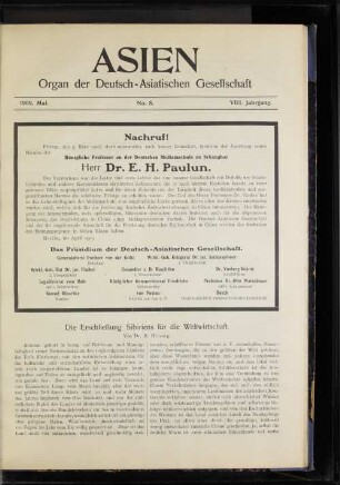 Die Erschließung für die Weltwirtschaft.