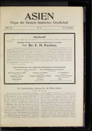 Die Erschließung für die Weltwirtschaft.