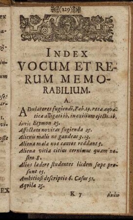 Index Vocum Et Rerum Memorabilium.