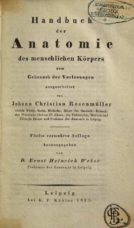 Handbuch der Anatomie des menschlichen Körpers