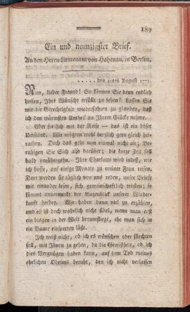 Ein und neunzigster Brief. - Fünf und neunzigster Brief.