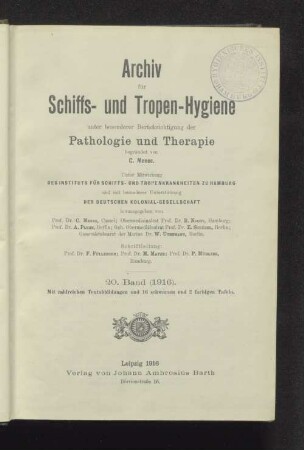 20.1916: Archiv für Schiffs- und Tropenhygiene