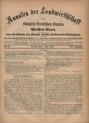 No. 27. Berlin, den 1. Juli 1868. VIII. Jahrgang.