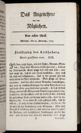 Das achte Stück. Montags, den 24. Hornung, 1755.
