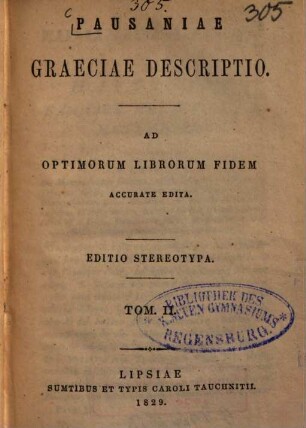 Pausaniae Graeciae descriptio : ad optimorum librorum fidem accurate edita. 2