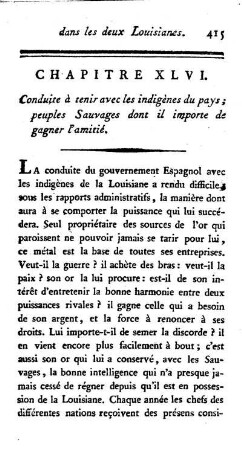 Conduite à tenir avec les indigènes du pays ; peuples Sauvages dont il importe de gagner l'amitié,