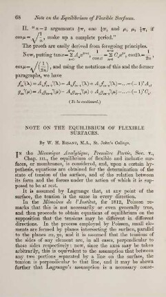 Note on the equilibrium of flexible surfaces.