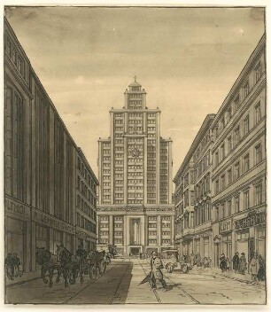 Hochhaus in der Friedrichstraße, Berlin: Perspektivische Ansicht