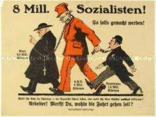 Flugblatt gegen Wilhelm Marx als gemeinsamen Kandidaten von Zentrumspartei, SPD und Deutscher Demokratischer Partei für das Amt des Reichspräsidenten 1925