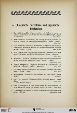 A. Chinesische Porzellane und japanische Töpfereien (Nr. 1-105)