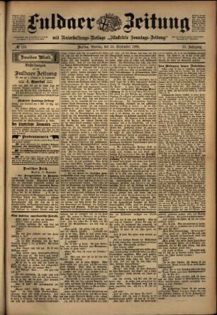 Zweite Ausgabe vom Montag, den 19. September 1898.