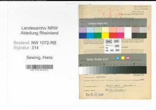 Entnazifizierung Hans Sewing , geb. 17.09.1903 (Angestellter)