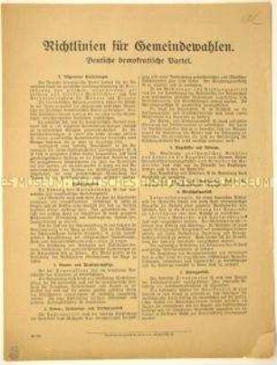 Programmatische Forderungen der Deutschen Demokratischen Partei in 7 Punkten für die Gemeinden durch die preußische Landesversammlung