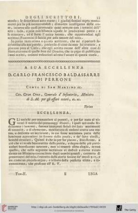 A sua Eccelenza D. Carlo Francesco Baldassarre di Perrone