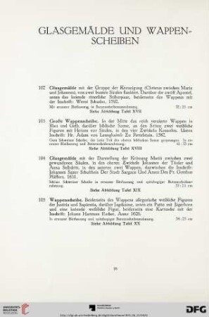 Glasgemälde und Wappenscheiben (Nr. 102-105)