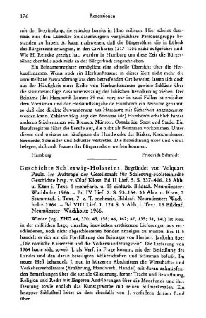 Geschichte Schleswig-Holsteins, begr. von Volquart Pauls, im Auftrag der Gesellschaft für Schleswig-Holsteinische Geschichte hrsg. von Olaf Klose, Bd. 2, Lfg. 5 : Neumünster, Wachholtz, 1966