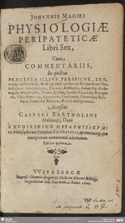 Ioannis Magiri Physiologiae peripateticae libri sex