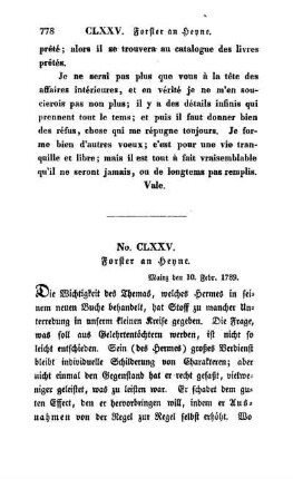 No. CLXXV. Forster an Heyne